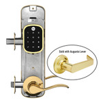 Yale Z-Wave Plus Assure Interconnected Key-Free Touchscreen Lockset, Augusta Lever, Left Handed, 5.5 In. Prep, Polished Brass